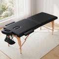 Zenses Massage Table 70cm Portable 2 Fold Wooden Beauty Waxing Therapy Bed Black MT-WOOD-2FOLD-BK-70