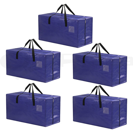 Artiss Moving Bags Heavy Duty Waterproof Backpack Straps Large Storage Totes 5 Pack Blue MVB-74X38-5PCS-BL