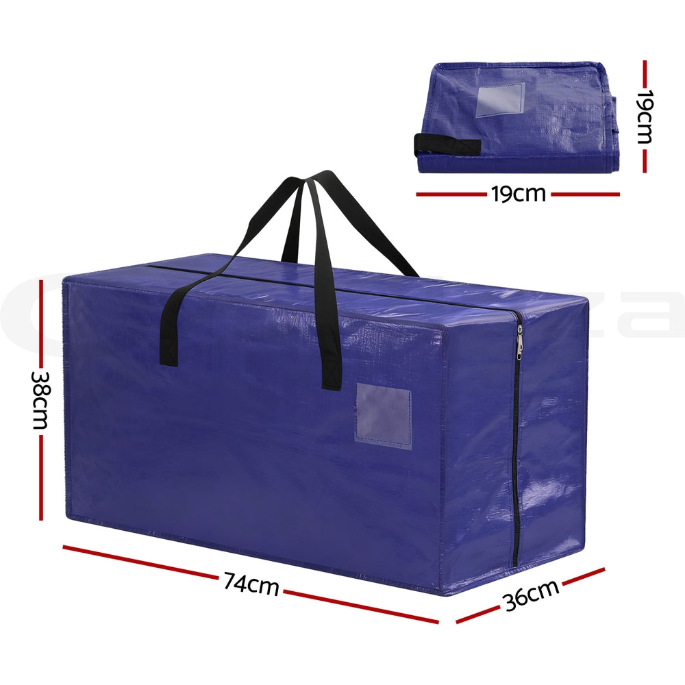 Artiss Moving Bags Heavy Duty Waterproof Backpack Straps Large Storage Totes 5 Pack Blue MVB-74X38-5PCS-BL
