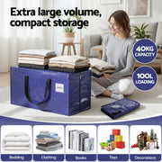 Artiss Moving Bags Heavy Duty Waterproof Backpack Straps Large Storage Totes 5 Pack Blue MVB-74X38-5PCS-BL