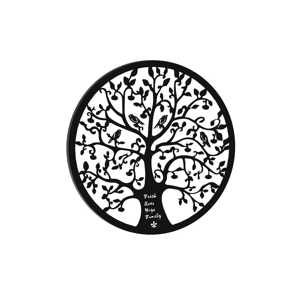 Artiss Metal Wall Art Hanging Sculpture Home Decor Leaf Tree of Life Round Frame MWA-B-ROUN-01-BK