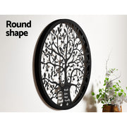 Artiss Metal Wall Art Hanging Sculpture Home Decor Leaf Tree of Life Round Frame MWA-B-ROUN-01-BK