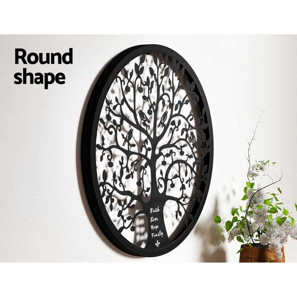 Artiss Metal Wall Art Hanging Sculpture Home Decor Leaf Tree of Life Round Frame MWA-B-ROUN-01-BK