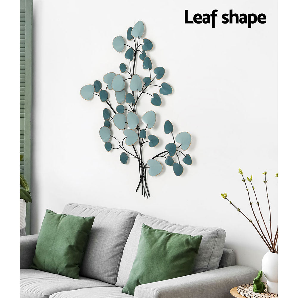 Artiss Metal Wall Art Hanging Sculpture Home Decor Leaf Tree of Life Blue MWA-NF-LEAF-01-BU