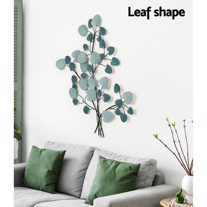 Artiss Metal Wall Art Hanging Sculpture Home Decor Leaf Tree of Life Blue MWA-NF-LEAF-01-BU
