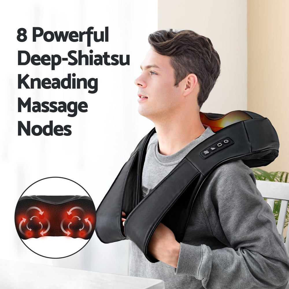 Livemor 8 Massage Nodes Neck Massager Heated NECK-MASSAGE-8H-BK