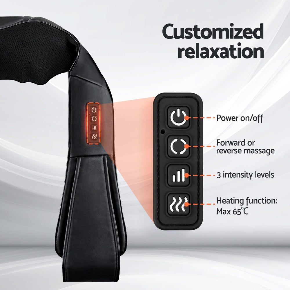 Livemor 8 Massage Nodes Neck Massager Heated NECK-MASSAGE-8H-BK