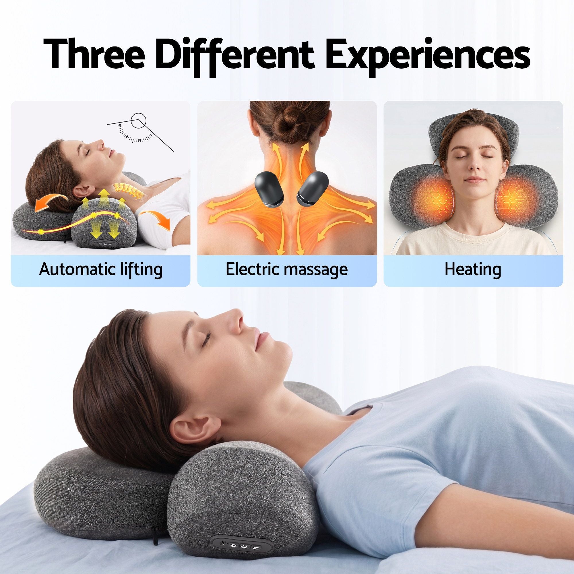 Livemor 2-in-1 Neck Massager Pillow with Heat, Memory Foam Cervical Support for Relief, 3-Speed Vibration & NECK-MASSAGER-PL01-GY
