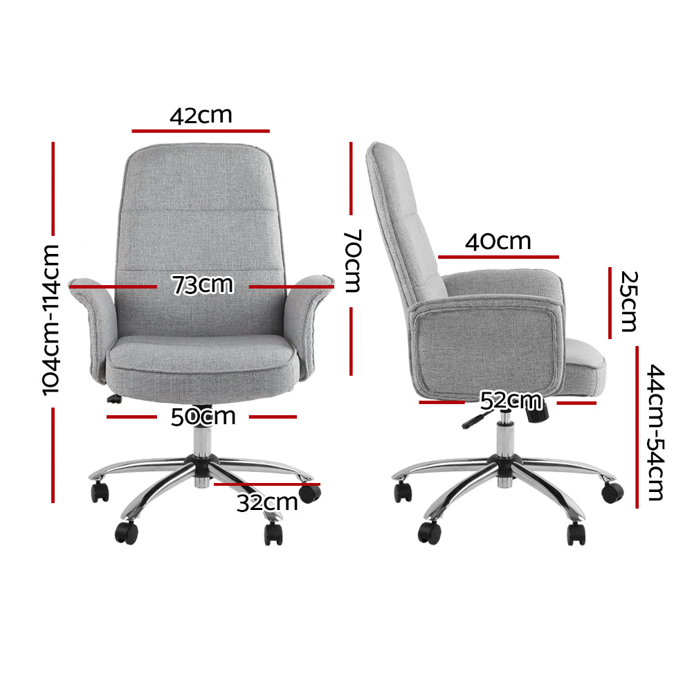 Artiss Fabric Office Chair Computer Chairs Grey OCHAIR-1225-GY