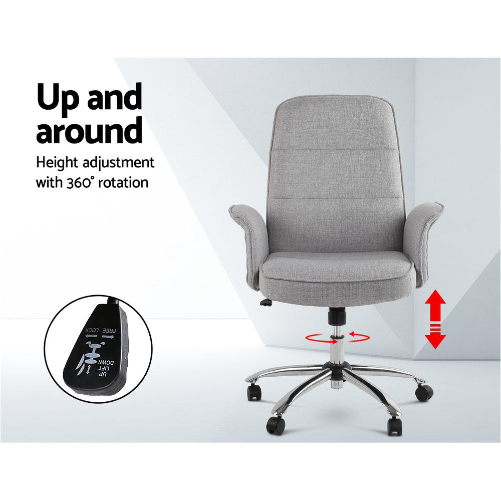 Artiss Fabric Office Chair Computer Chairs Grey OCHAIR-1225-GY