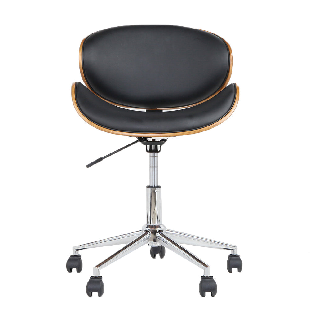 Artiss Wooden Office Chair Leather Seat Black OCHAIR-BS-5429-WA