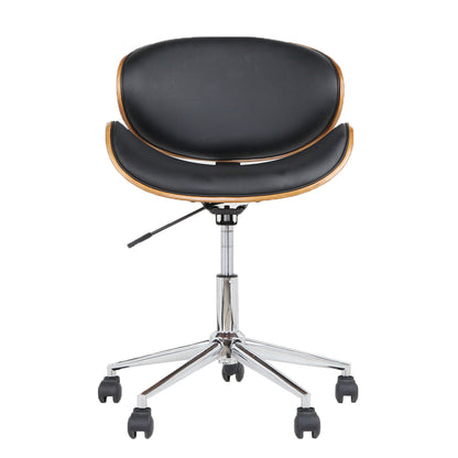Artiss Wooden Office Chair Leather Seat Black OCHAIR-BS-5429-WA