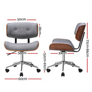 Artiss Wooden Office Chair Fabric Seat Grey OCHAIR-BS-5435-GY