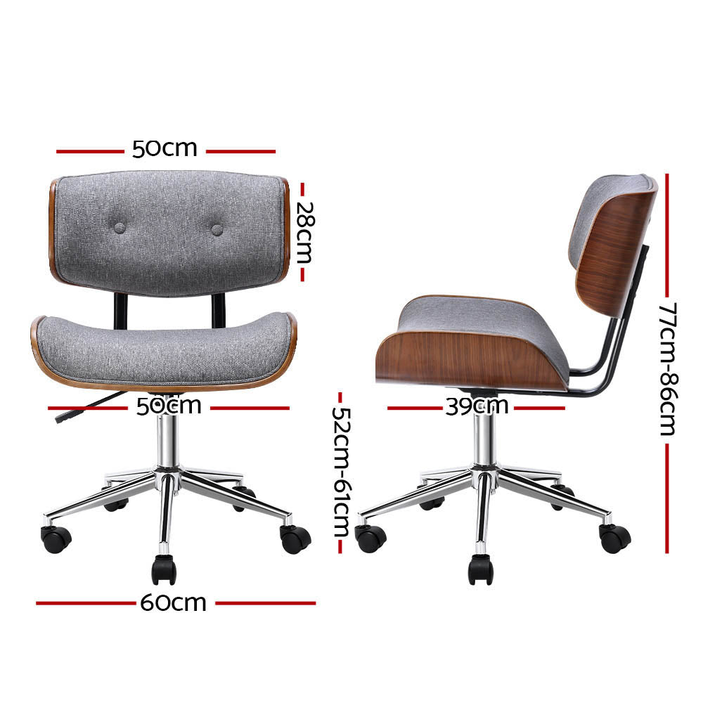 Artiss Wooden Office Chair Fabric Seat Grey OCHAIR-BS-5435-GY