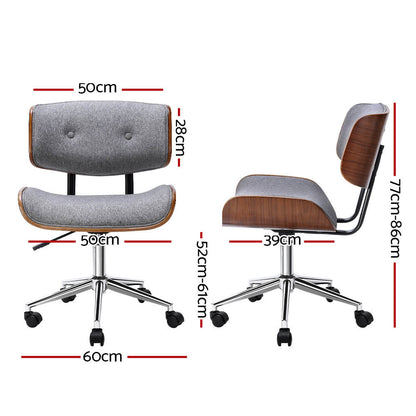 Artiss Wooden Office Chair Fabric Seat Grey OCHAIR-BS-5435-GY