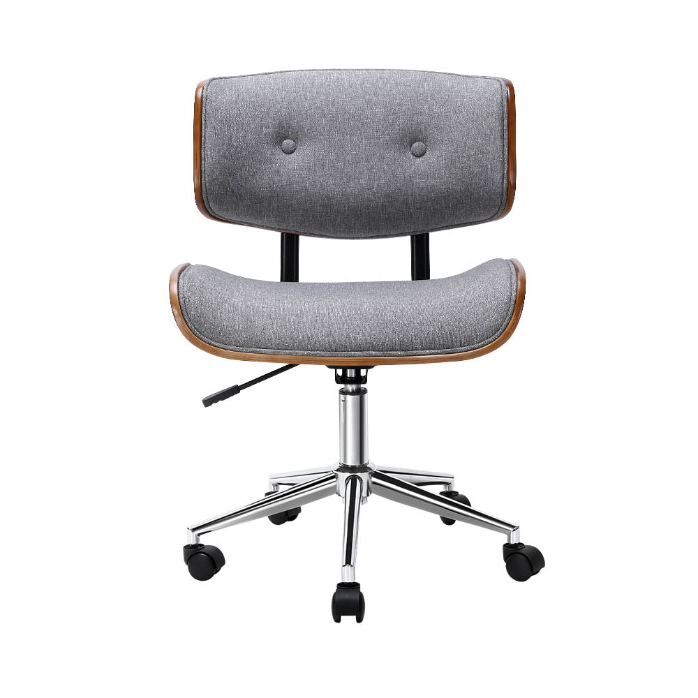 Artiss Wooden Office Chair Fabric Seat Grey OCHAIR-BS-5435-GY