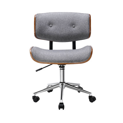 Artiss Wooden Office Chair Fabric Seat Grey OCHAIR-BS-5435-GY