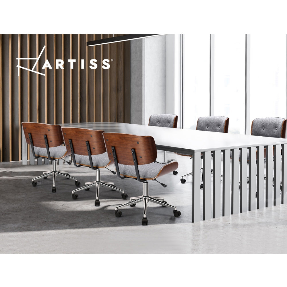 Artiss Wooden Office Chair Fabric Seat Grey OCHAIR-BS-5435-GY