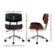 Artiss Wooden Office Chair PU Seat Black Brown OCHAIR-BS-5435-WA