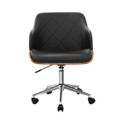 Artiss Wooden Office Chair Fabric Seat Black OCHAIR-BS-5639-BK