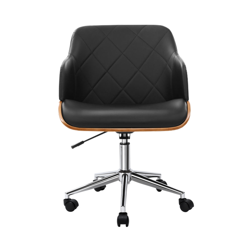 Artiss Wooden Office Chair Fabric Seat Black OCHAIR-BS-5639-BK