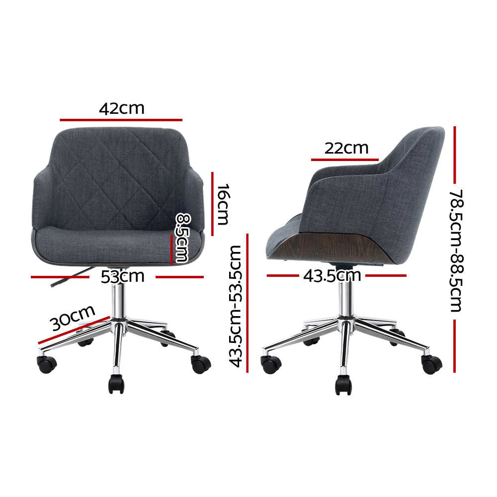 Artiss Wooden Office Chair Fabric Seat Grey OCHAIR-BS-5639-GY