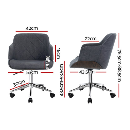 Artiss Wooden Office Chair Fabric Seat Grey OCHAIR-BS-5639-GY