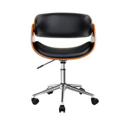 Artiss Wooden Office Chair Leather Seat Black OCHAIR-BS-5678-WA