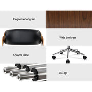 Artiss Wooden Office Chair Leather Seat Black OCHAIR-BS-5678-WA