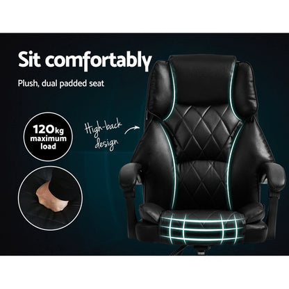 Artiss Executive Office Chair Leather Recliner Black OCHAIR-G-1051-BK