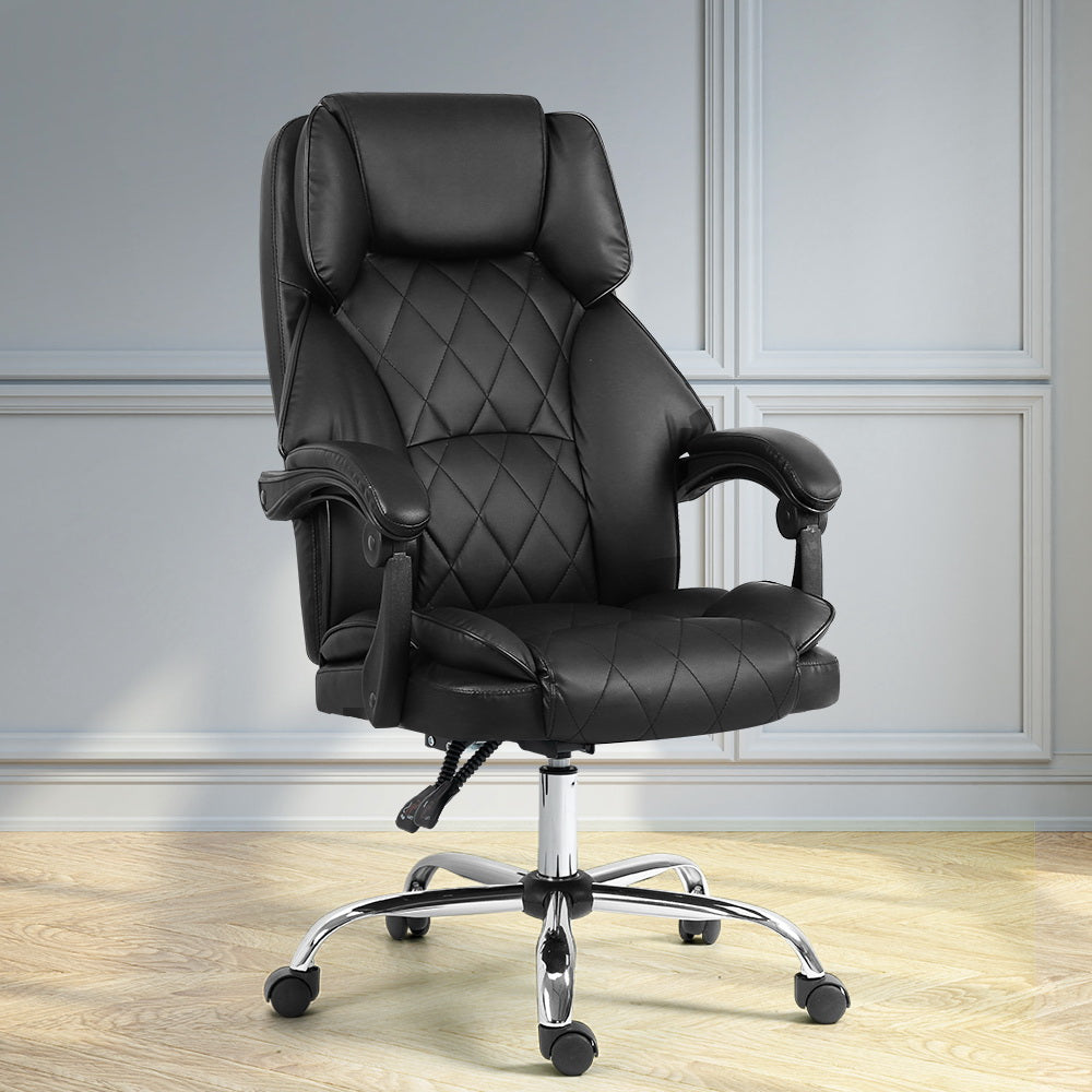 Artiss Executive Office Chair Leather Recliner Black OCHAIR-G-1051-BK