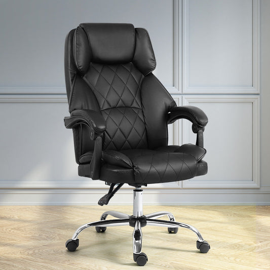 Artiss Executive Office Chair Leather Recliner Black OCHAIR-G-1051-BK