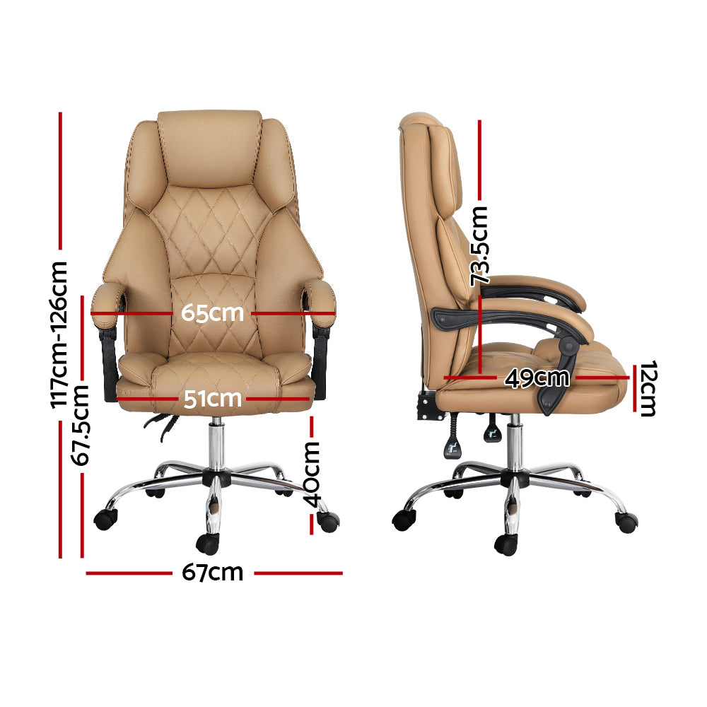 Artiss Executive Office Chair Leather Recliner Espresso OCHAIR-G-1051-BR