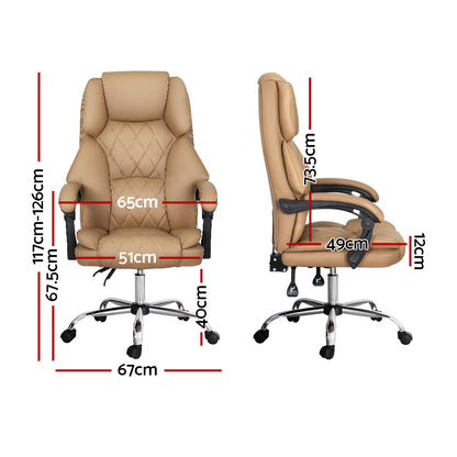 Artiss Executive Office Chair Leather Recliner Espresso OCHAIR-G-1051-BR