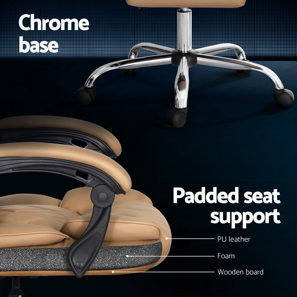 Artiss Executive Office Chair Leather Recliner Espresso OCHAIR-G-1051-BR