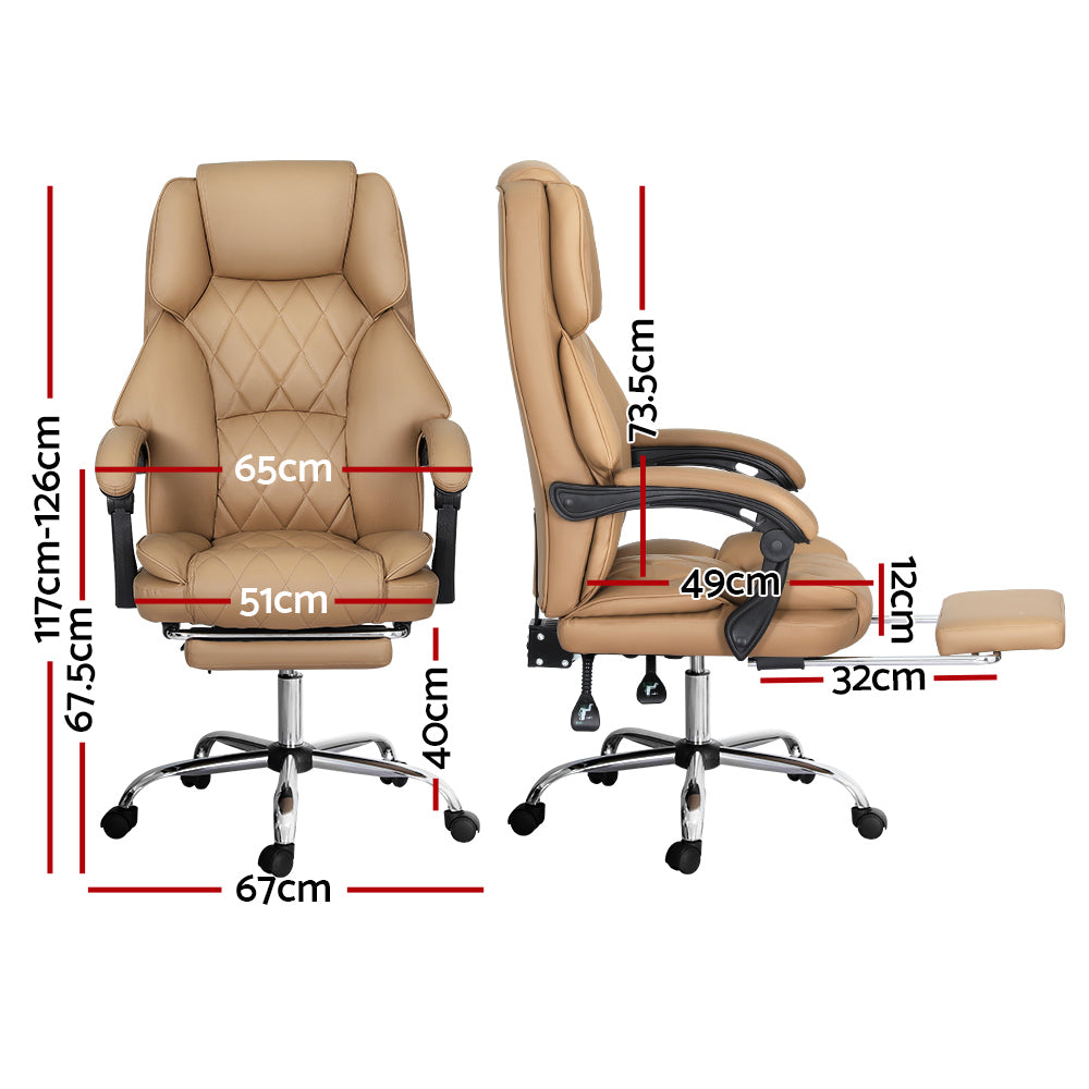 Artiss Executive Office Chair Leather Footrest Espresso OCHAIR-G-1051-FT-BR