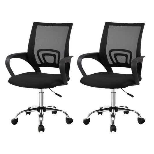 Artiss 2x Mesh Office Chair Mid Back Black OCHAIR-G-2004-BKX2