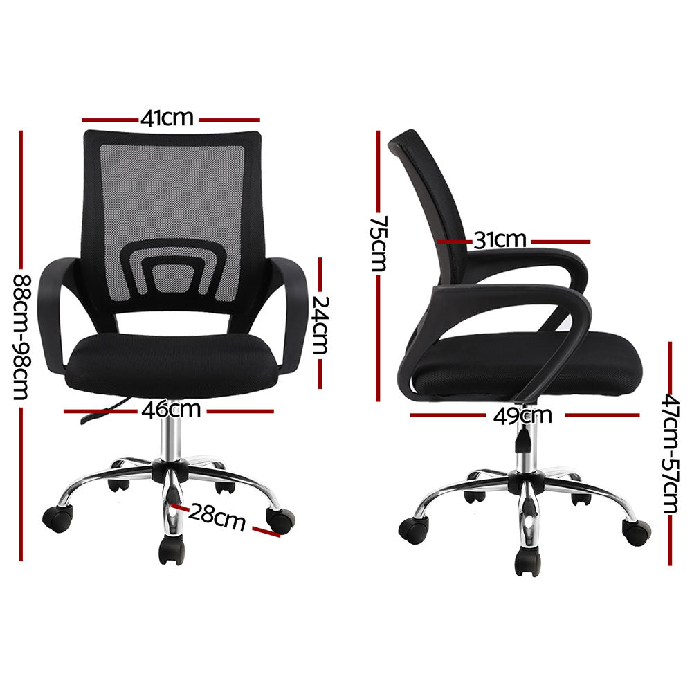 Artiss 2x Mesh Office Chair Mid Back Black OCHAIR-G-2004-BKX2
