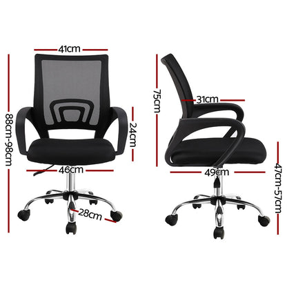 Artiss 2x Mesh Office Chair Mid Back Black OCHAIR-G-2004-BKX2