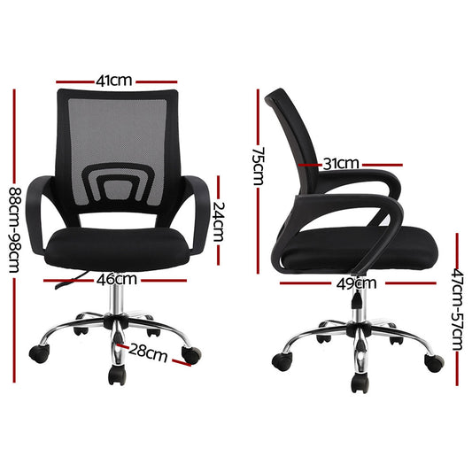 Artiss 2x Mesh Office Chair Mid Back Black OCHAIR-G-2004-BKX2