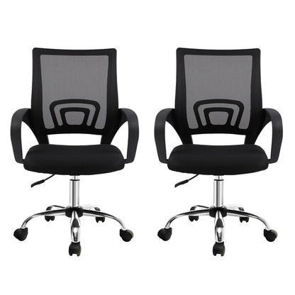 Artiss 2x Mesh Office Chair Mid Back Black OCHAIR-G-2004-BKX2