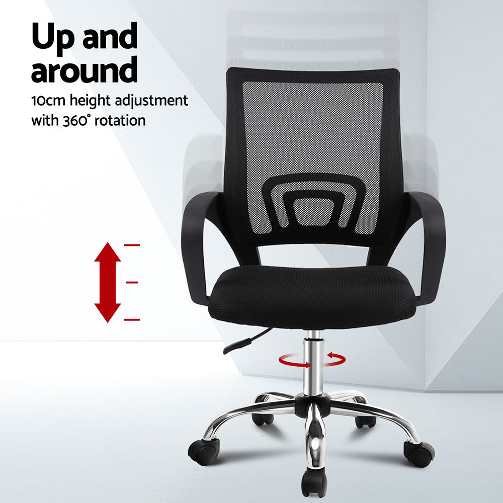 Artiss 2x Mesh Office Chair Mid Back Black OCHAIR-G-2004-BKX2