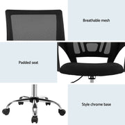 Artiss 2x Mesh Office Chair Mid Back Black OCHAIR-G-2004-BKX2