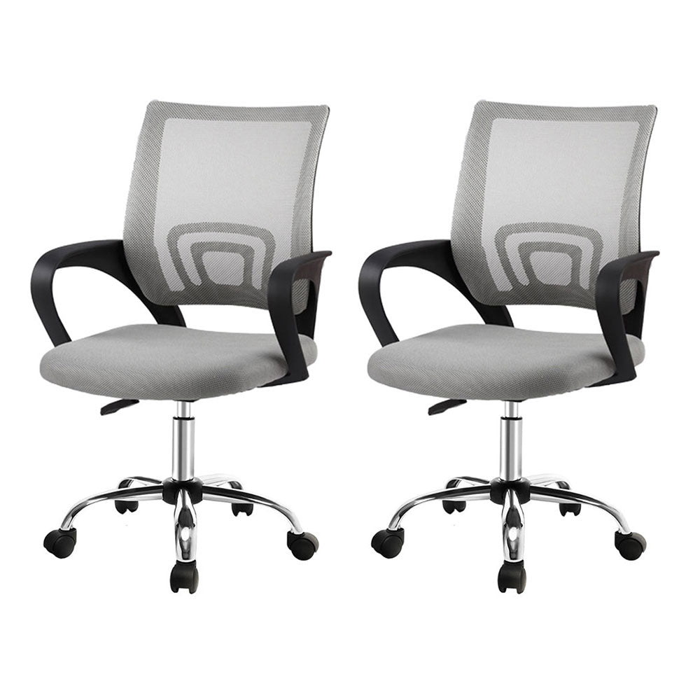 Artiss 2x Mesh Office Chair Mid Back Grey OCHAIR-G-2004-GYX2