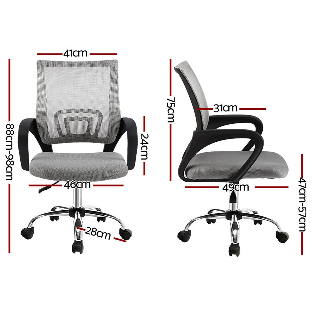 Artiss 2x Mesh Office Chair Mid Back Grey OCHAIR-G-2004-GYX2