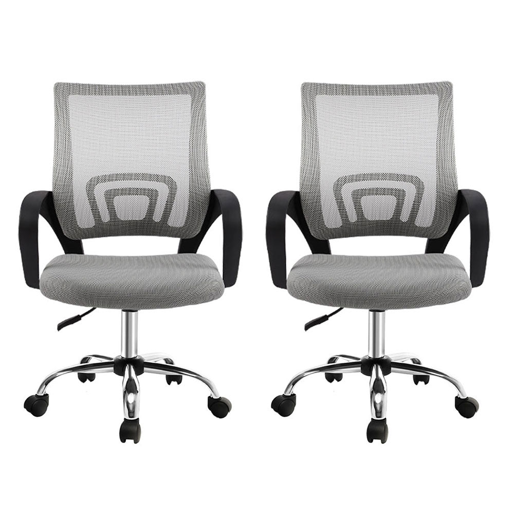 Artiss 2x Mesh Office Chair Mid Back Grey OCHAIR-G-2004-GYX2