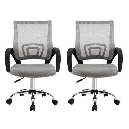 Artiss 2x Mesh Office Chair Mid Back Grey OCHAIR-G-2004-GYX2