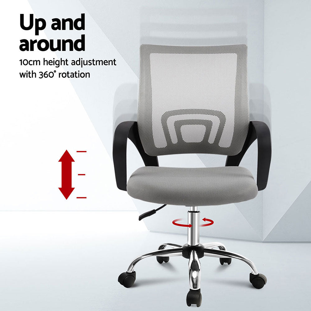 Artiss 2x Mesh Office Chair Mid Back Grey OCHAIR-G-2004-GYX2