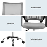 Artiss 2x Mesh Office Chair Mid Back Grey OCHAIR-G-2004-GYX2