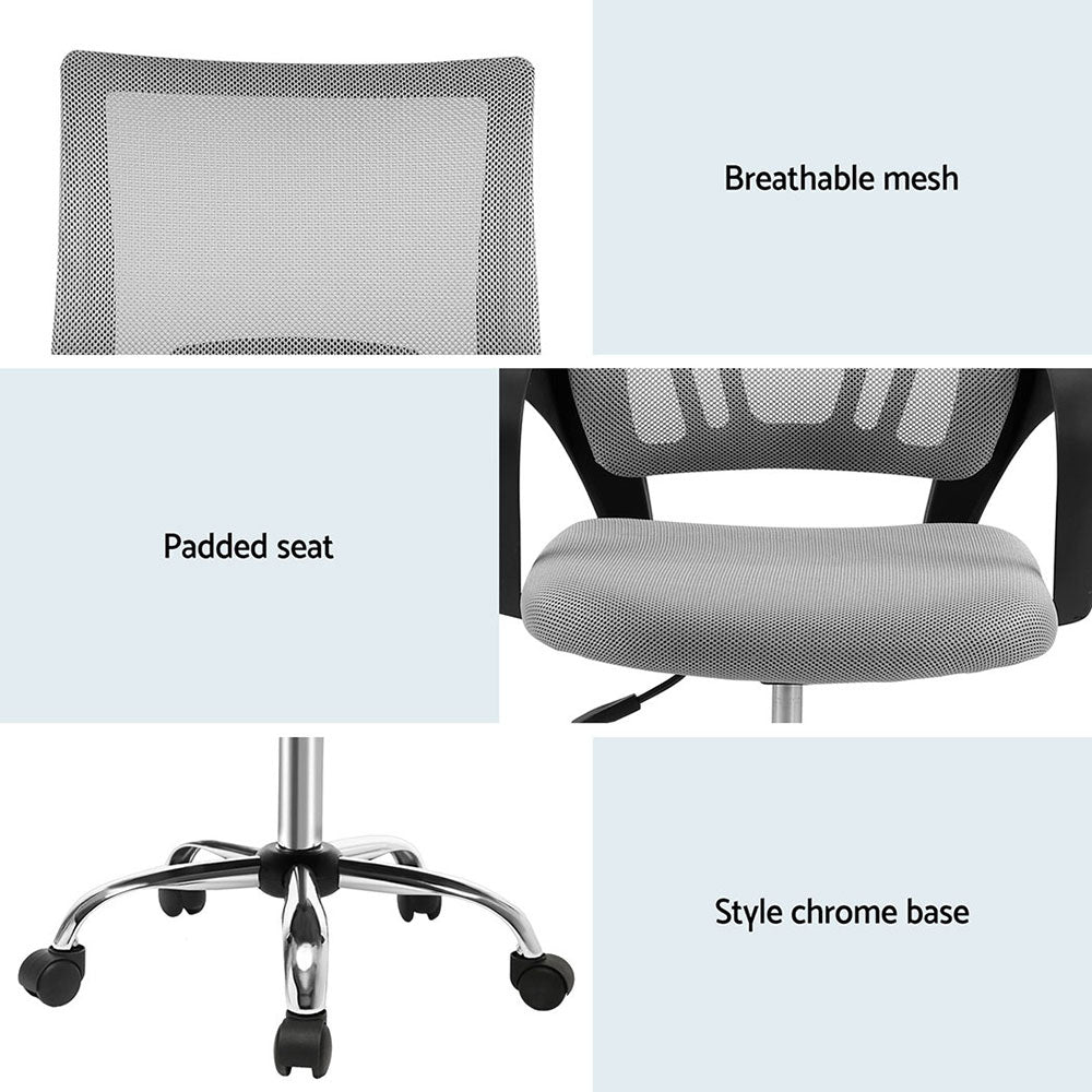 Artiss 2x Mesh Office Chair Mid Back Grey OCHAIR-G-2004-GYX2